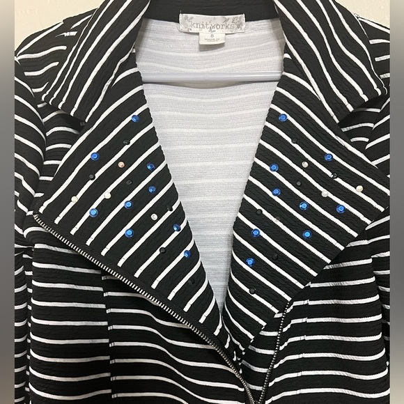 Knitworks Striped Moto Jacket- Girls Size 8 - Picture 2 of 4